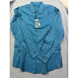 NWT Men's Perry Ellis Shirt Slim fit size large Long sleeves color Green + Blue